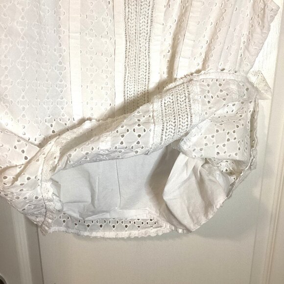 Gap Women's White Sleeveless Cotton Top Eyelet Lined Blouse Top Size S/P Tall - Picture 5 of 10